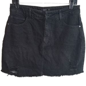 Forever 21 Black, Distressed Jean Skirt Size L